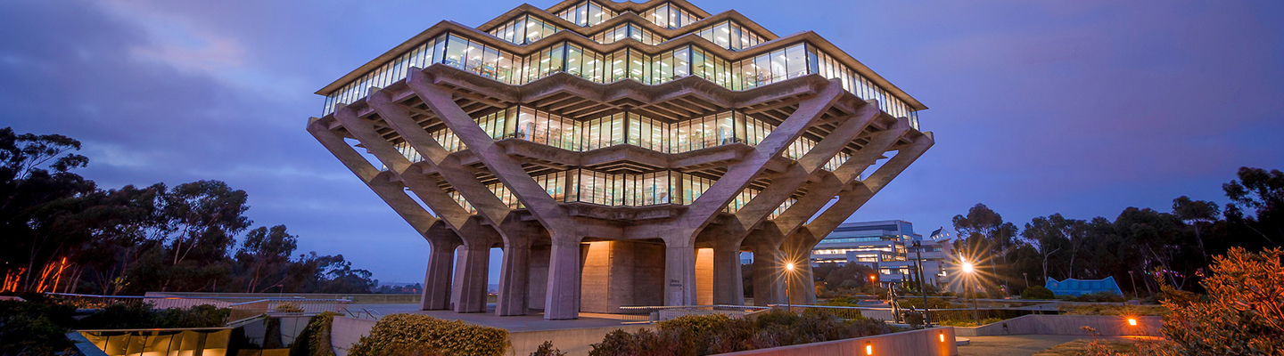 Atkinson Hall at dusk UC San Diego